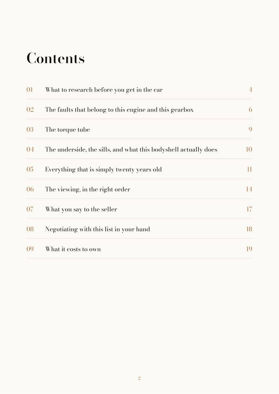 The contents of the Maserati Coupé 4200 guide